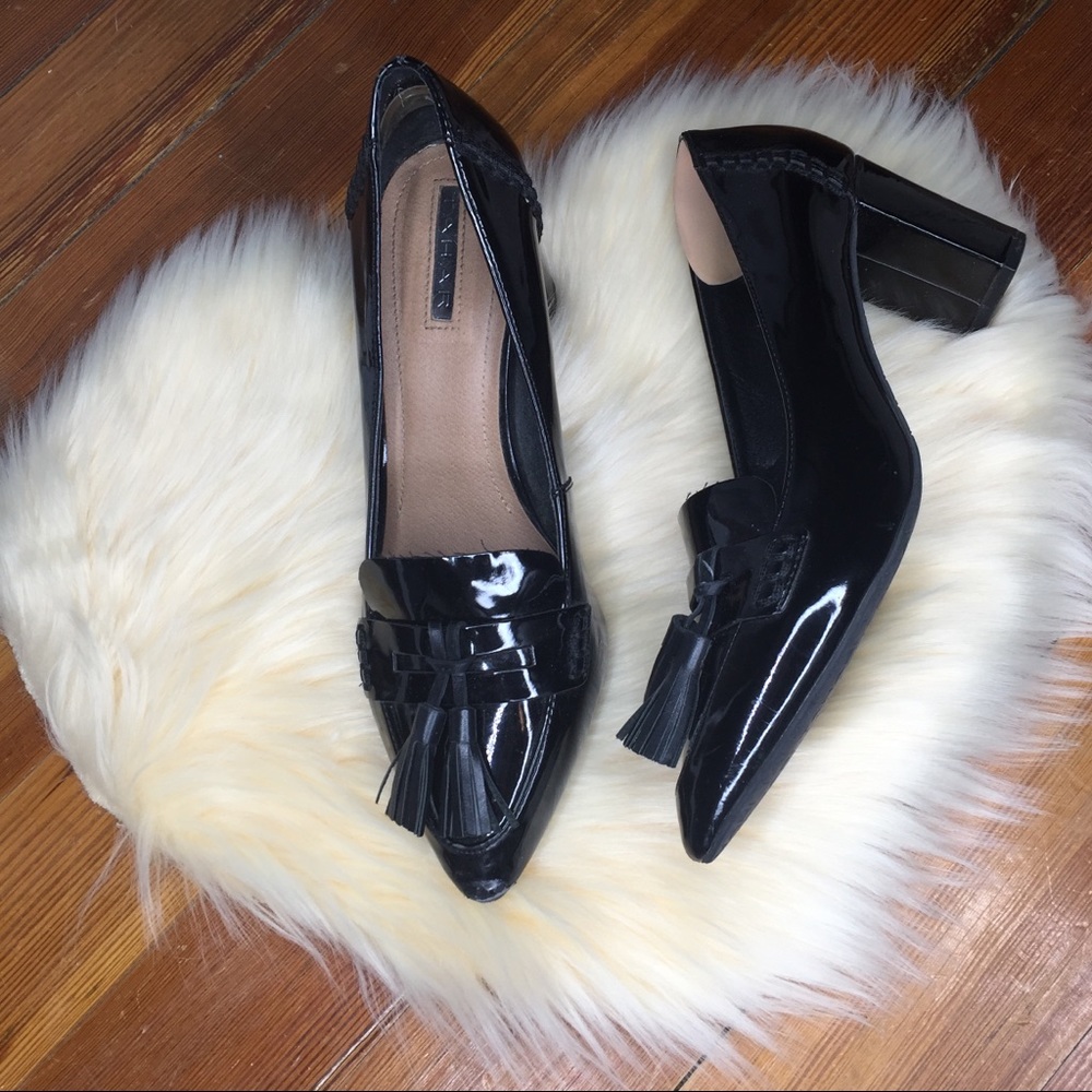 Tahari Black Patton Tassel Block Heels